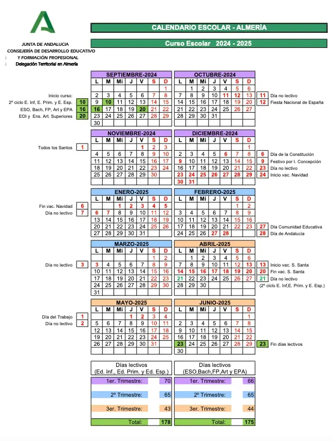 Calendario escolar 2024